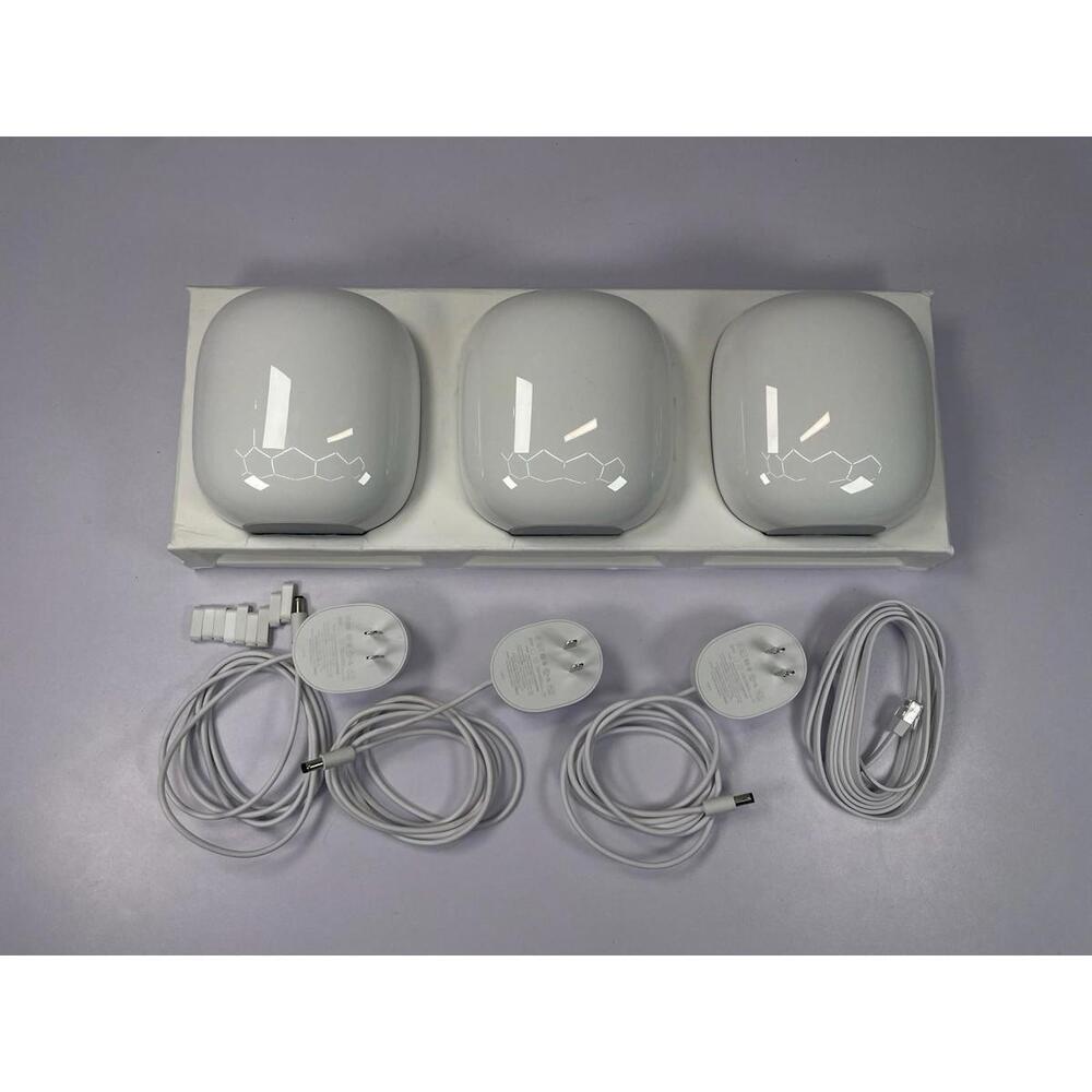 Google Nest Wifi Router G6ZUC 3-Pack Mesh System AC2200 w/ Power Adapters Bundle